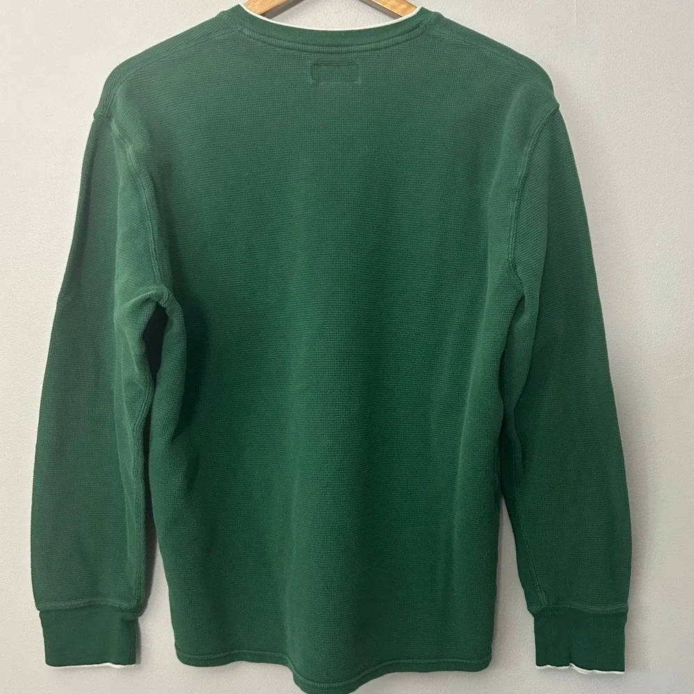 Polo Ralph Lauren Shirt Mens XL Green Thermal Waffle Knit V-Neck Cotton Pony